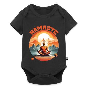 SÉRÉNITÉ AU MILIEU DES SOMMETS : YOGA NAMASTE - Body à manches courtes Premium Bébé - noir - Devant