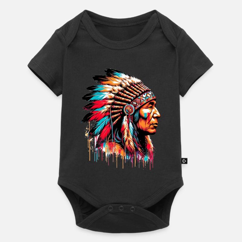 Amérindien Américain - Body à manches courtes Premium Bébé - noir