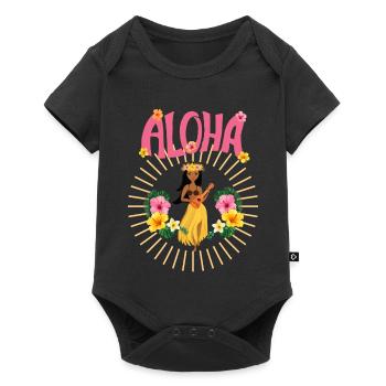 Aloha - Hawai - Pazifik - Urlaub - Blumenmädchen - Baby Premium Kurzarmbody - Schwarz - Vorne