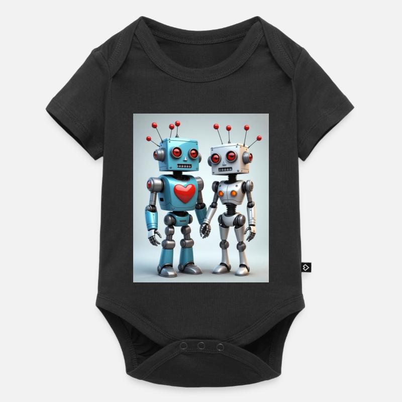 Couple de robots - Body à manches courtes Premium Bébé - noir