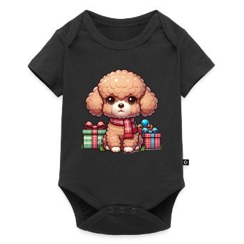 Jouet Caniche Noël Mignon Famille Enfants Père Noël - Body à manches courtes Premium Bébé - noir - Devant