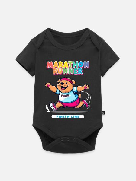 Hunde Marathonläufer - Baby Premium Kurzarmbody - Schwarz