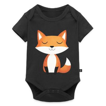 Mignon renard heureux détendu dans le style de dessin animé - Body à manches courtes Premium Bébé - noir - Devant