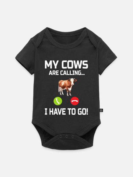 Kuh Kühe - Baby Premium Kurzarmbody - Schwarz