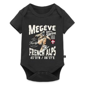 Vintage French Alps Skateboarder Design - Baby Premium short-sleeve bodysuit - black - Front