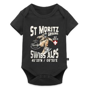 Swiss alpine and mountain skateboarder - Baby Premium short-sleeve bodysuit - black - Front