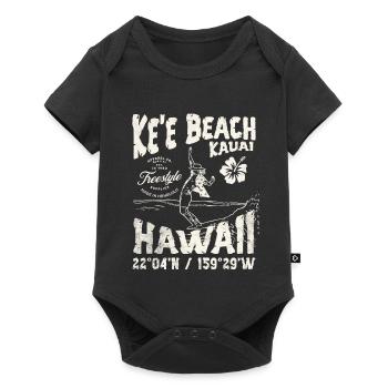 Plage de Hawaii Surf Pêche T-shirt - Body à manches courtes Premium Bébé - noir - Devant