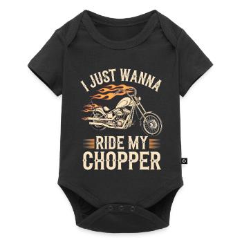 Flaming Chopper Motorcycle - Baby Premium short-sleeve bodysuit - black - Front