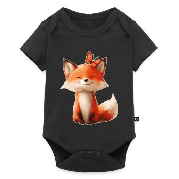 Fuchs mit Schmetterling - Baby Premium Kurzarmbody - Schwarz - Vorne