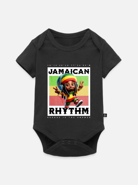 Jamaican Rhythm Motiv - Baby Premium Kurzarmbody - Schwarz