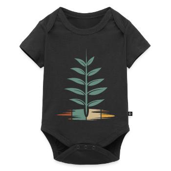 arbre vintage avec des feuilles - Retro Nature Icon - Body à manches courtes Premium Bébé - noir - Devant