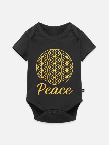 Blume des Lebens - Peace - Baby Premium Kurzarmbody - Schwarz