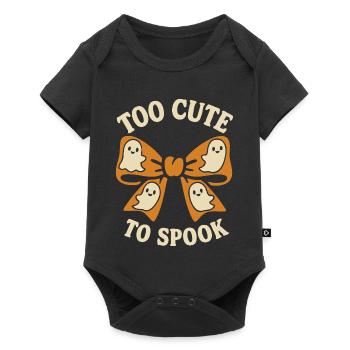 Masche mit Geist & Spruch Too Cute To Spook Motiv - Baby Premium Kurzarmbody - Schwarz - Vorne