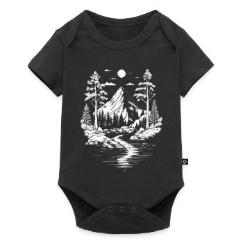 Nature Lovers Mountain Nature Landscape Trees River - Baby Premium short-sleeve bodysuit - black - Front