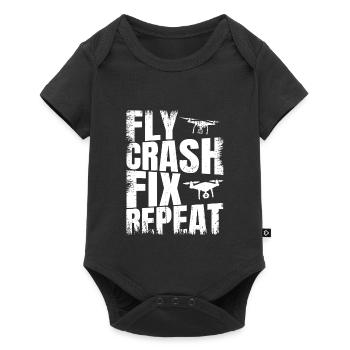 Fly_Crash_Fix_Repeat - Baby Premium Kurzarmbody - Schwarz - Vorne