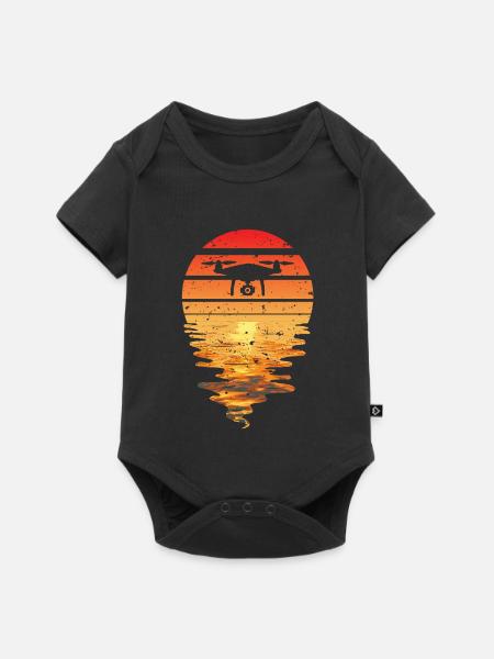 Drohne Sonnenuntergang Retro - Baby Premium Kurzarmbody - Schwarz