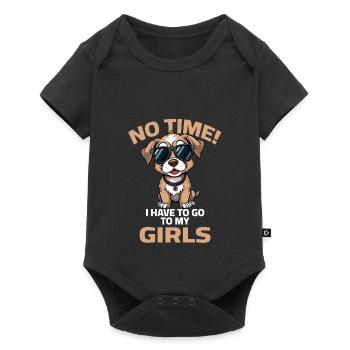 Dictons de chien Chien Pas de temps que j’ai pour aller à mes filles - Body à manches courtes Premium Bébé - noir - Devant