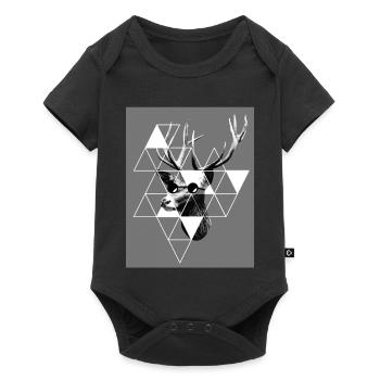 Deer Head - Deer - Hipster - Baby Premium short-sleeve bodysuit - black - Front