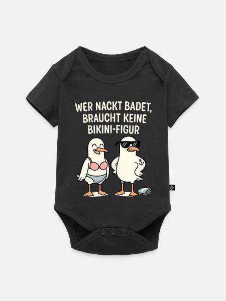 Nackt badet Bikini-Figur Spruch - Baby Premium Kurzarmbody - Schwarz