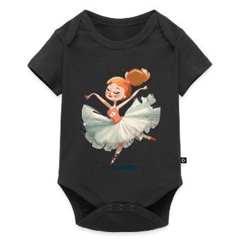 Ballerine danse en rose pastel - Body à manches courtes Premium Bébé - noir - Devant