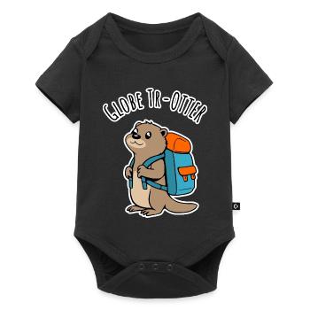 Ein Backpacker Otter auf Reisen ein Globe Tr-Otter - Baby Premium Kurzarmbody - Schwarz - Vorne