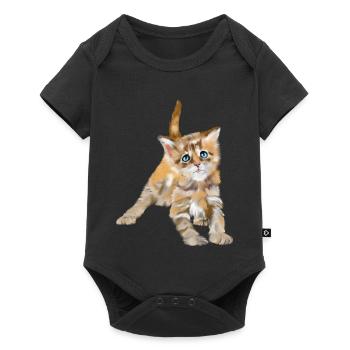 Blue-eyed watercolor kitten - Baby Premium short-sleeve bodysuit - black - Front