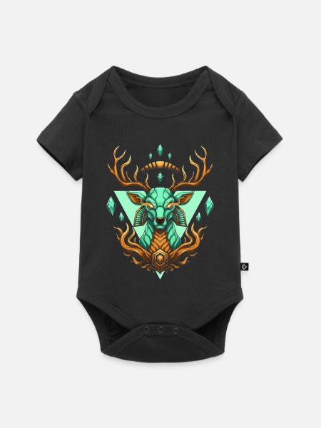 Türkis Elch Kristall Geometrie - Baby Premium Kurzarmbody - Schwarz