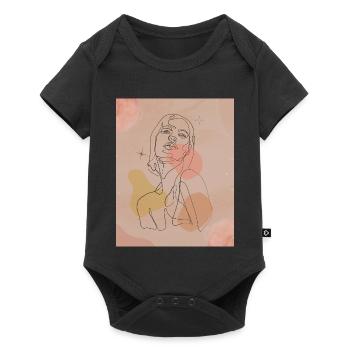 Line portrait with pastel spots - Baby Premium short-sleeve bodysuit - black - Front