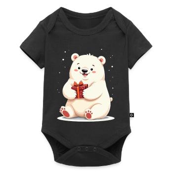 Ours polaire mignon avec illustration de cadeau - Body à manches courtes Premium Bébé - noir - Devant