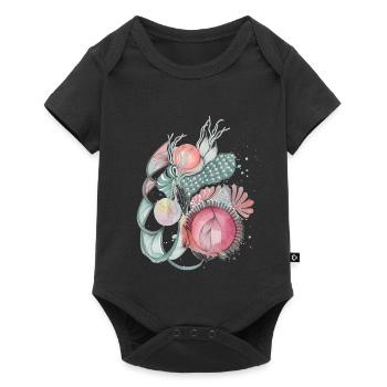 Sea of Flowers Wave Art - Baby Premium short-sleeve bodysuit - black - Front
