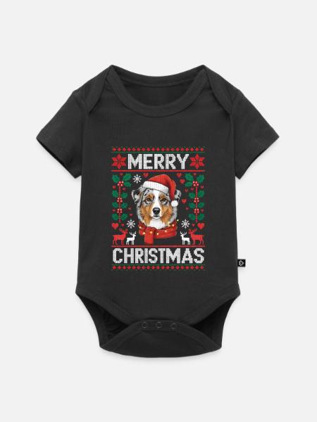 Australischer Schäferhund Weihnachten Xmas - Baby Premium Kurzarmbody - Schwarz