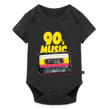 90's Music with retro tape audio cassette - Baby Premium short-sleeve bodysuit - black - Front