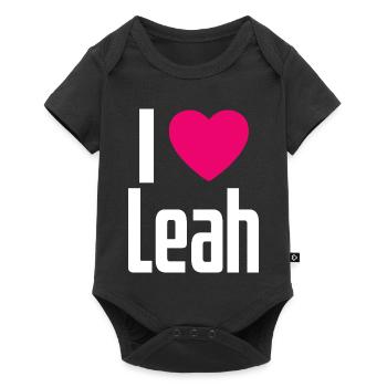 I Love Leah Pink Heart I Love Leah - Baby Premium short-sleeve bodysuit - black - Front