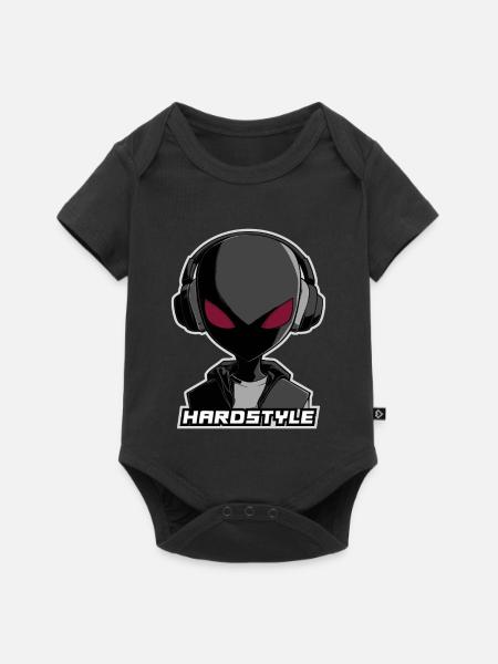 Hardstyle Alien – Musik Design mit Kopfhörern - Baby Premium Kurzarmbody - Schwarz