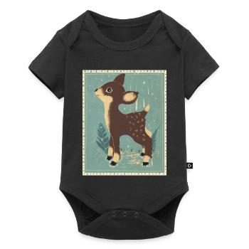 Deer in the retro forest - Baby Premium short-sleeve bodysuit - black - Front
