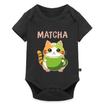 Matcha Katze - Baby Premium Kurzarmbody - Schwarz - Vorne
