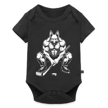 Muskulöser Schäferhund Eishockeyspieler Silhouette - Baby Premium short-sleeve bodysuit - black - Front