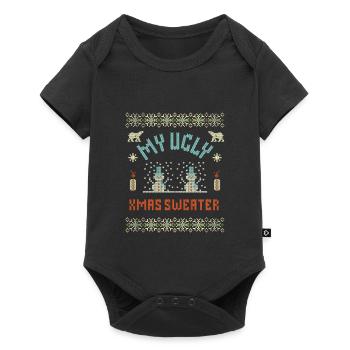 Mon pull de Noël moche – Décoration de Noël drôle en pixels - Body à manches courtes Premium Bébé - noir - Devant