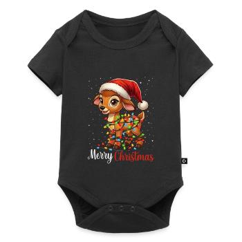 Cute deer and reindeer outfit for Christmas - Baby Premium short-sleeve bodysuit - black - Front