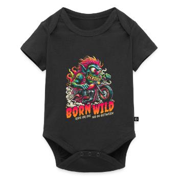 Born Wild Motorcycle Monster Neon - Baby Premium short-sleeve bodysuit - black - Front