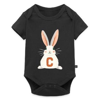 C -Letter - Bunny - Personalizable - Baby Premium short-sleeve bodysuit - black - Front
