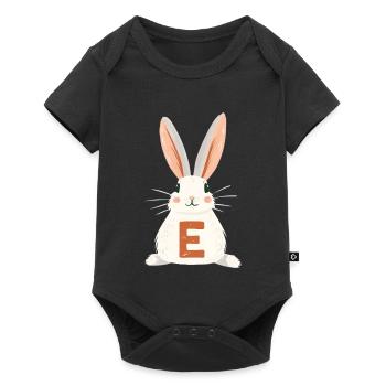 E Letter - Bunny - Personalizable - Baby Premium short-sleeve bodysuit - black - Front