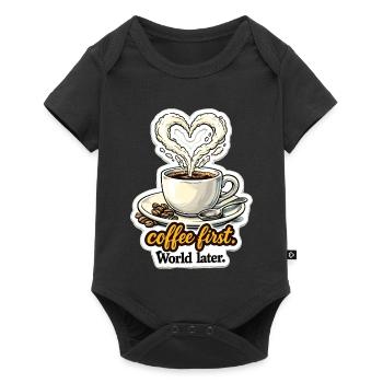 Coffee First Heart Design - Body à manches courtes Premium Bébé - noir - Devant