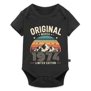 Vintage Born in March 1974 Original 52 years ago - Baby Premium short-sleeve bodysuit - black - Front