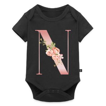 Drop Cap N Floral Soft Pink - Baby Premium short-sleeve bodysuit - black - Front