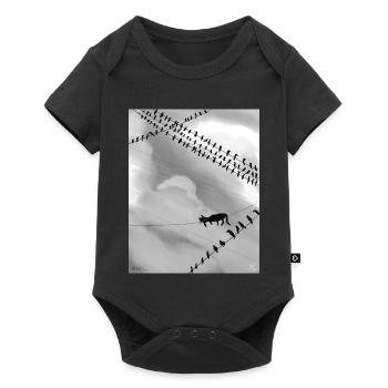 Monochrome cat on Power Lines - Baby Premium short-sleeve bodysuit - black - Front
