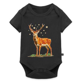Cerf avec des étoiles - Body à manches courtes Premium Bébé - noir - Devant