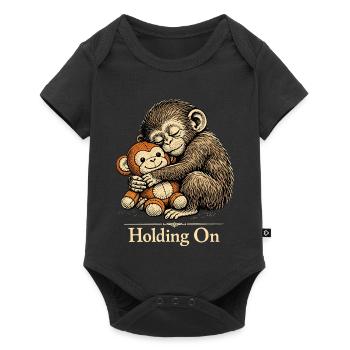 Punch Macaque Holding On Emotional Monkey Plush - Baby Premium short-sleeve bodysuit - black - Front