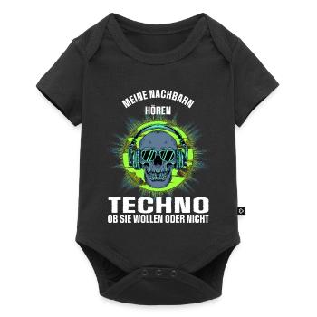 My neighbors listen to techno - Baby Premium short-sleeve bodysuit - black - Front