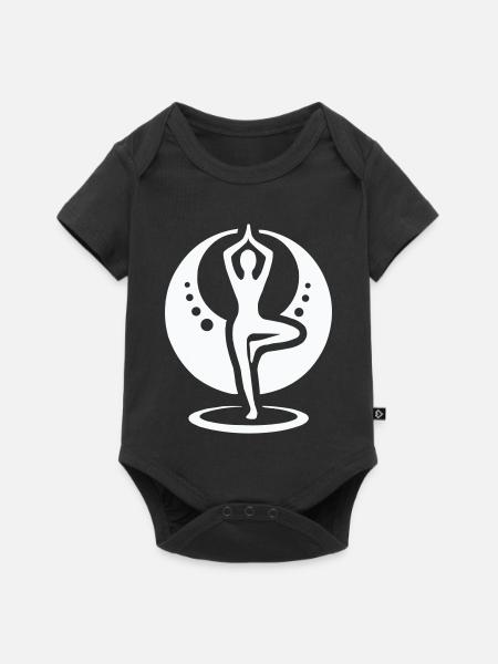 Yoga Silhouette im Mondkreis - Baby Premium Kurzarmbody - Schwarz